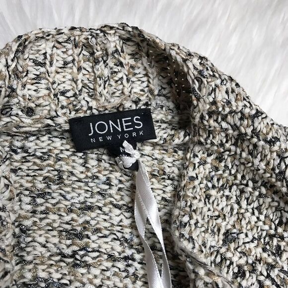Jones New York Chunky Sweater Knit Waterfall Vest – Cream & Gray – Size M (NWT) - Picture 6 of 9
